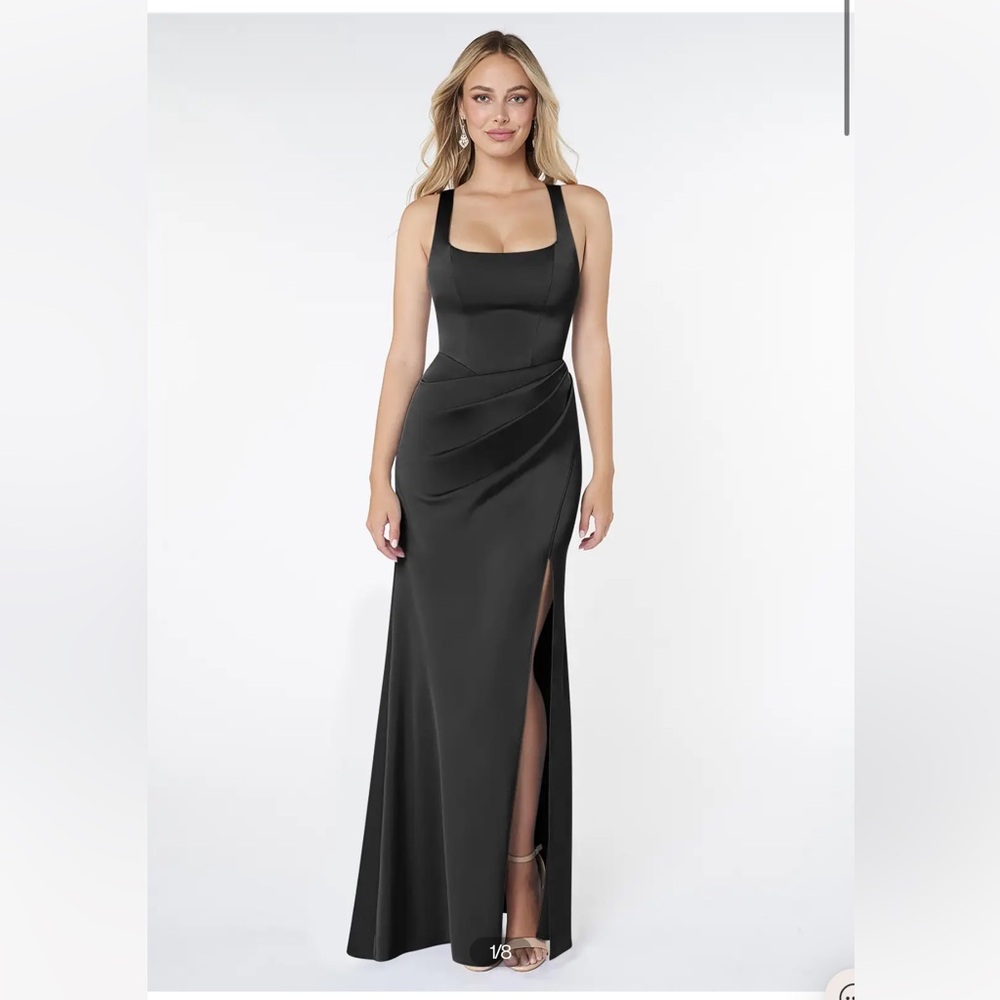 Black Satin Azazie Mero Dress